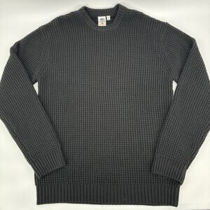 Bearded Goat Odis Boatyard Sweater Men Large Black Merino Wool Blend Chunky Knit